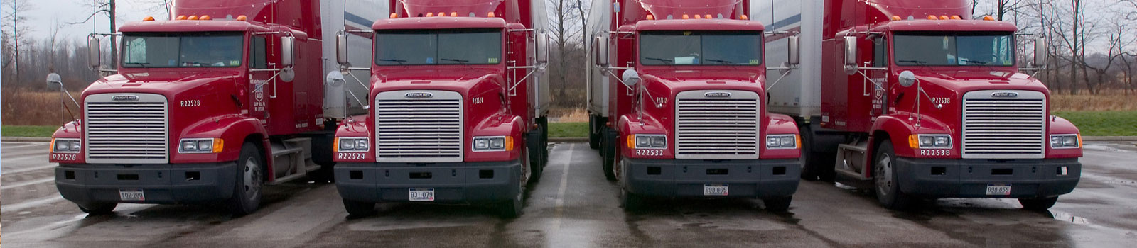 Fleet of transport trucks