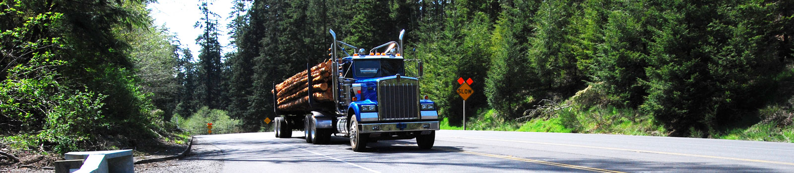 logging truck on hill